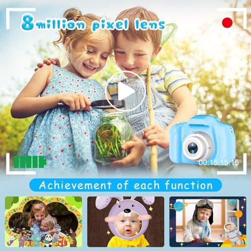 Image of ROFARWORD Kids Digital Camera for Boys & Girls 3-9 Years, 1080P HD Video Camcorder with Selfie, Games & Photo Frames, 2.0 Inch Screen, Rechargeable, SD Card(Not Included), Best Birthday Gift (Blue)