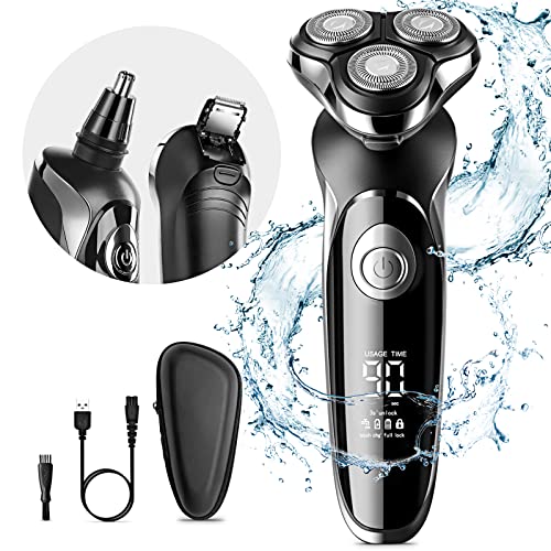 Electric Razor for Men, Mens Electric Shavers LED Cordless Rechargeable Wet/Dry, Cordless Close Shave Menâ€™s Grooming Kit with Pop-up Beard Trimmer