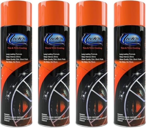 High Gloss Tire Shine Spray (4 Pack) - Long Lasting UV Protectant No Sling Quick Drying Black Tire & Trim Coating Dressing for Cars Trucks Motorcycles - Car Detailing & Cleaning Supplies