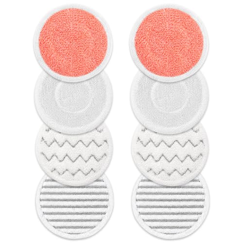 ZaejjaeY 8 Pack Replacement Steam Mop Pads for Shark S6002UK S7201UK Reusable Steam & Scrub All-in-One Cleaning Pads Microfiber Replacement Pads for All Sealed Hard Floors Washable Rotating Power Pads