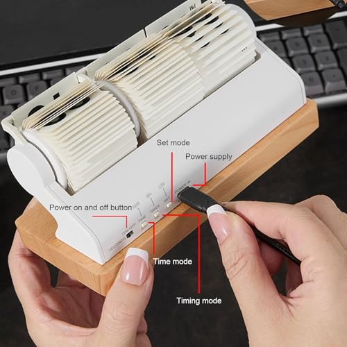 Reloj digital mecánico retro de madera con tapa volteable USB color blanco 8