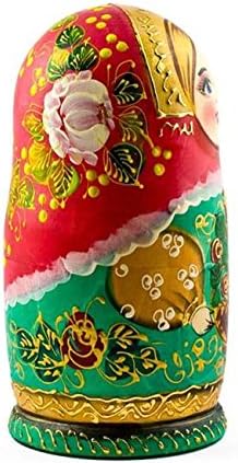 BestPysanky 5 Girls with Basket Flowers Nesting Dolls 6.5 Inches