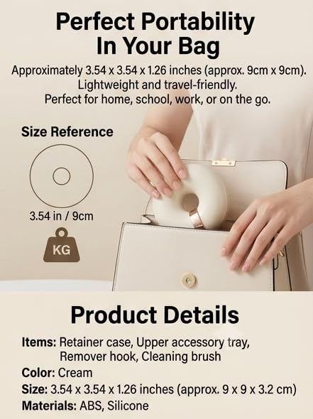 1PC Retainer Case for Invisalign, Clear Aligner Storage Case, Cute Donut Shapes, Orthodontic Appliance Holder, Portable Dental Case with Cleaning Supplies