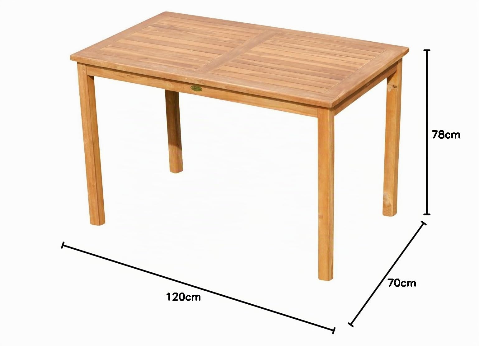 ALEOS. echt Teak Holztisch 120x70 cm Gartenmöbel Gartentisch Garten Tisch Holz sehr robust aus der Serie Alpen