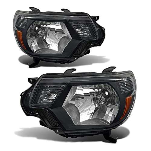 ADCARLIGHTS Headlight Assembly Pair for 2012-2015 Toyota Tacoma Black Housing Amber Reflector Left Right W/O Bulbs