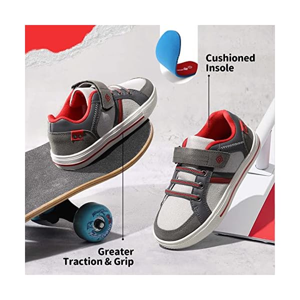 DREAM PAIRS Toddler Boys Girls Fashion Sneakers Causal Slip-On Running Shoes 151014-K Grey Red Size 9 M US Toddler - Image 6