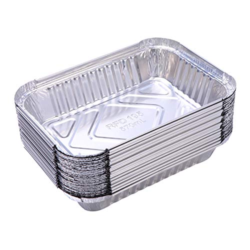 Yardwe 10PCS Aluminum Foil Grill Drip Pans for Outdoor Grill Disposable Aluminum Drip Pans for Weber Grill BBQ Grease Drip Pans for Baking,Roasting Cooking (570ml)