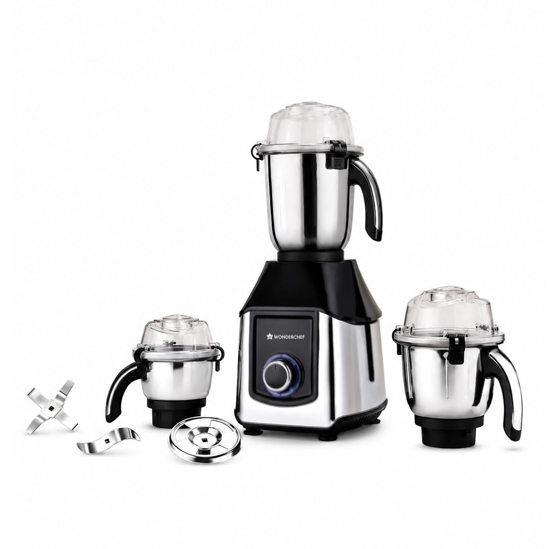 Wonderchef Inox 1000W Mixer Grinder with 3 Stainless-steel Jars, Special Blade for Silbatta Khada Masala Grinding, Mincing & Whisking, For Grinding, Blending Chutney, Idli/Dosa Batter, 2-Yr Warranty-image-32