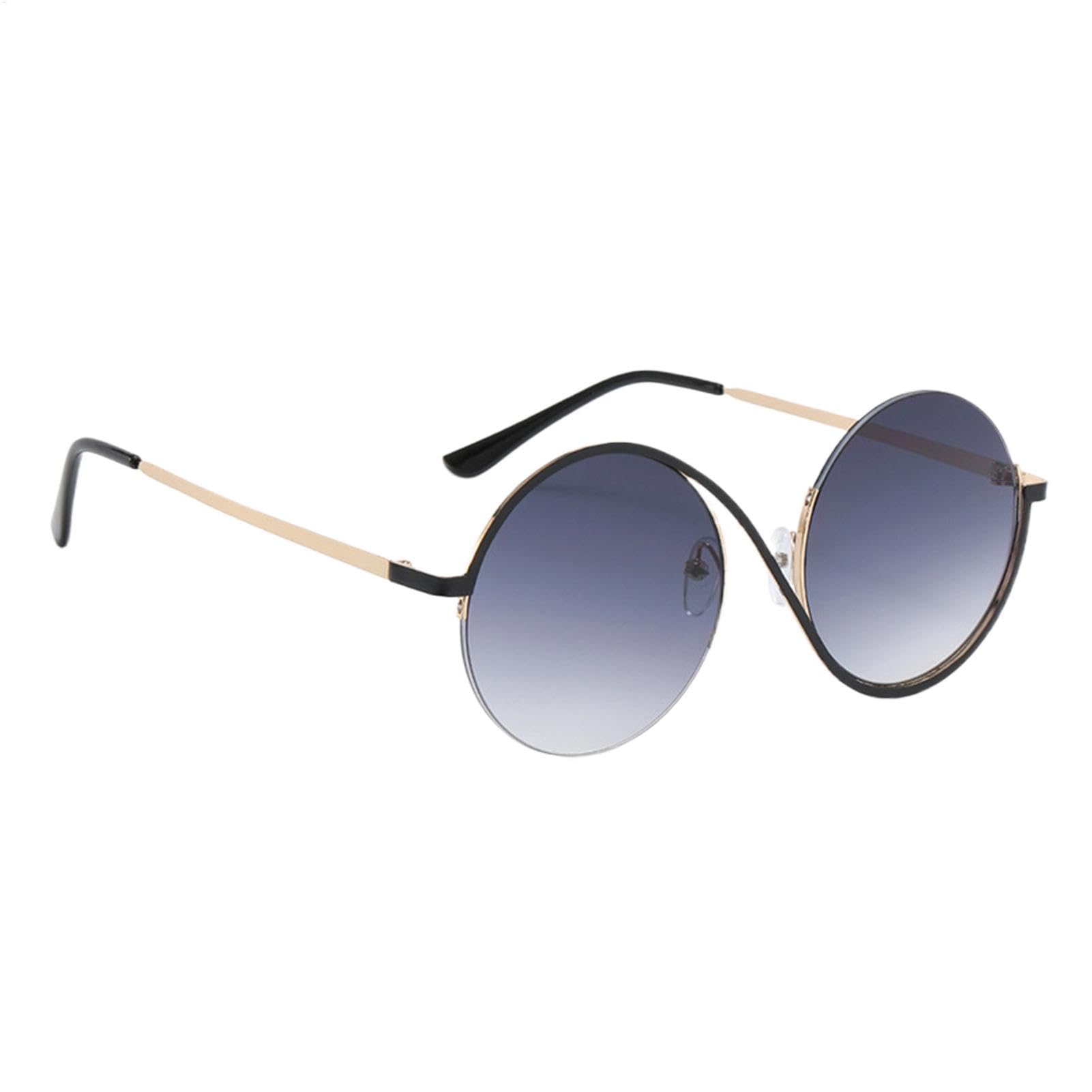 UV-Block Eyeglass | Fashion Metal Half-Frame Sunglasses for Men | Stylish Chic Round Frame Eyeglass for Driving, Fishing, Hiking, Walking, Climbing