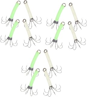LIOOBO 12 Peças Anzol De Lula Isca De Truta Isca De Pesca Biônica Iscas De Pesca De Água Doce Anzol De Pesca Fluorescente Ganchos De Polvo Isca De Afundamento Isca De Peixe Biônica