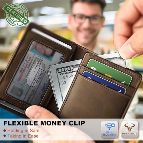 Image of BULLIANT Slim Wallet For Men 12Cards,Magnetic Flip Build-in Money Clip Airtag Compatible-RFID Blocking