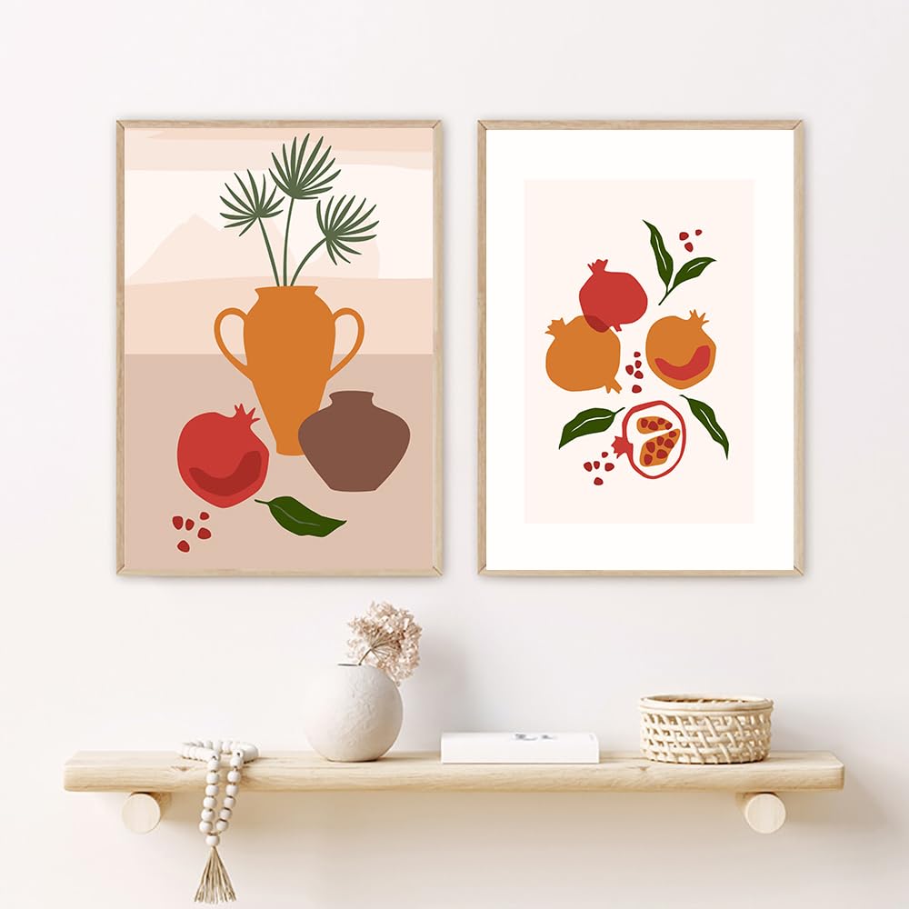 WUHBCZ Pictures,Abstract Poster Boho Wall Prints Minimalist Canvas Painting Fruit Posters Plant Leaves Print Wall Pictures Kitchen Living Room Decor-40 * 60cm*2PCS (No Frame)