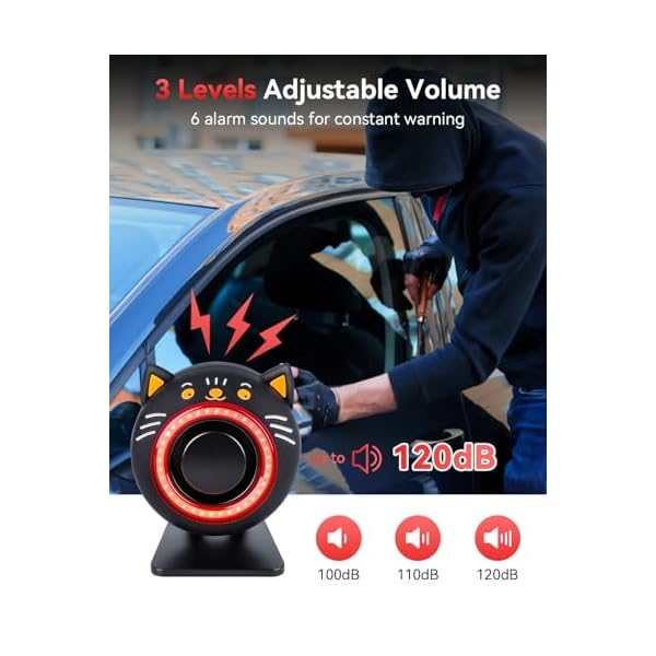 Electop 120dB Car Alarm System with Motion Sensor & Sound, Car Security System Anti-Theft Device Car Alarm with Wireless Remote & Led Light for Cars, Trucks, Suvs - Image 4