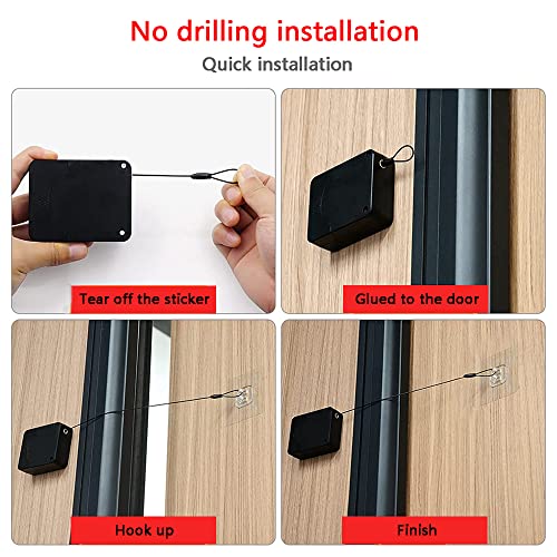 2 Pack Punch-Free Automatic Sensor Door Closer,1200G Pull Multifunctional Automatic Door Closer, Commercial Door Closer,Punch Free Door Closer Built In Buffer,For Family Doors, Wardrobe,Window #TOP4