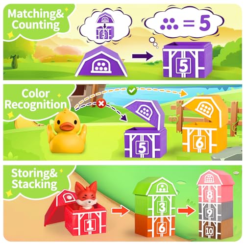 Image of Montessori Learning Toys for 1,2,3 Year Old Toddlers, 20Pcs Farm Animal Preschool Sensory Toys for Counting, Matching, Sorting & Fine Motor Games, Christmas Birthday Easter Gift for Baby Boys Girls