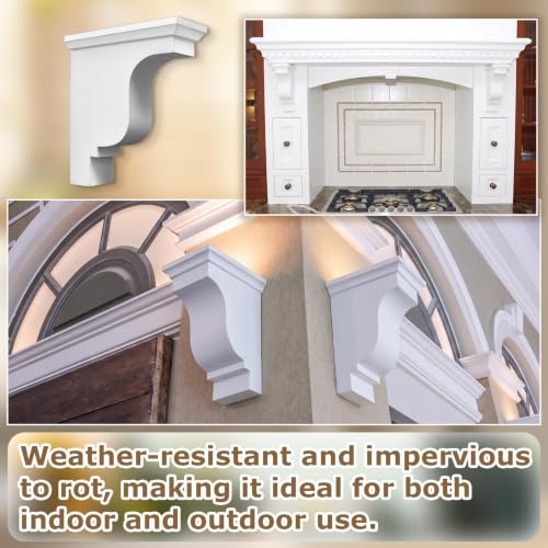 Image of Briwooody 2 Pcs Unfinished Paintable Corbels Bracket for Doorway Countertop Home Cabinet Bookshelves Furniture Support PU (3 1 /2 W X 7 D X 9 Inch H,Classical Style)