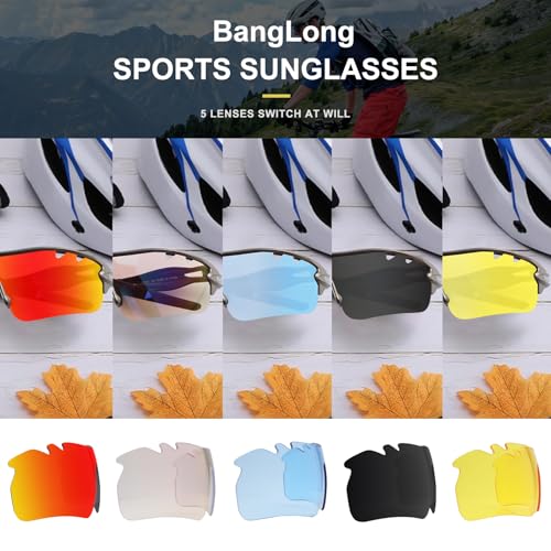 Image of BangLong Polarized UV400 Sports Sunglasses with 5 Lenses for Men Women