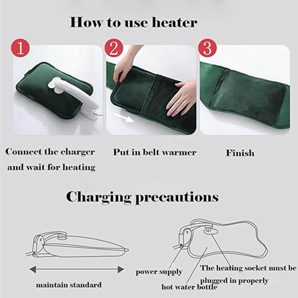 Bolsa de agua caliente eléctrica recargable con cinturón y funda suave | Mini bolsa de agua caliente eléctrica portátil,automático de temperatura,cólicos menstruales,durante el invierno