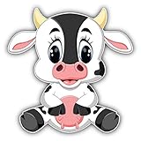 Cute Cow Cartoon Animal Art Decor 5'' x 5'' Vinyl Decal Sticker Wall Window any Smooth Surface