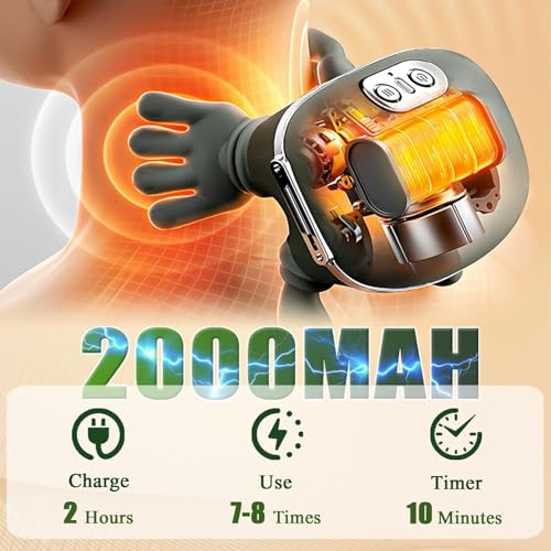 Image of VEZPAX Bionic Heated Massager,Wireless Portable Shiatsu Neck and Back Massager,Electric Deep Tissue 4D Kneading Massage,Simulated Human Hand Design for Pain Relief and Muscle Relax