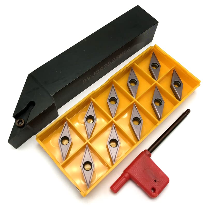 Tool Part for SVJCR1616H16 SVJCR2020K16 SVJCR2525M16 External Turning Holder+ VCMT160404/08 Insert Cutting Tool CNC Turning Insert - (Angle: SVJCR2020K16 / Shank Diameter: No Inserts)
