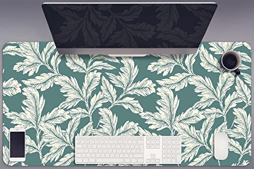 Sous-main bureau gaming 90x45cm feuilles pour un espace de télétravail apaisant