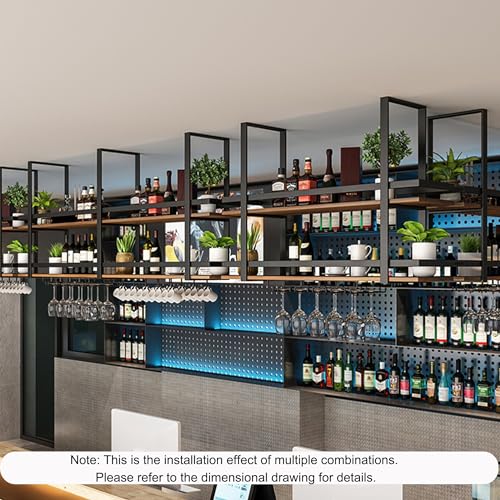 Casier à vin suspendu et mural avec support de verre flottant pour cuisine