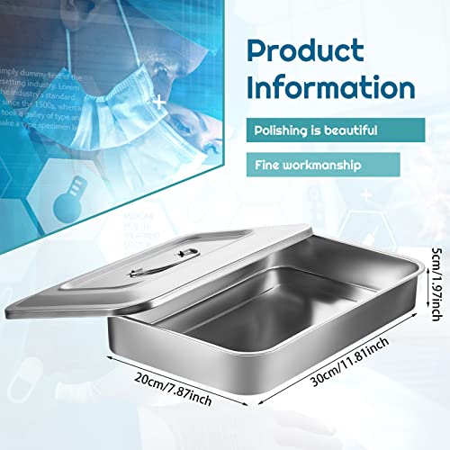 Fabbay Sterilization Tray, 201 Medical Surgical Trays, Stainless Steel Box with Lid and Handle, Multi-Purpose Organizer for Medical, Dental, Surgical and Lab Supplies(12 Inch) by Fabbay - Image 2