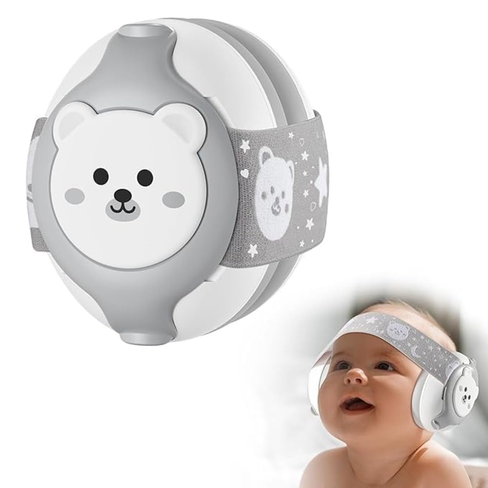YomauiYee Baby Hearing Protection Earmuffs (0–48 Months) | Passive Noise Reduction | Non-Electronic | Travel Essentials with Carrying Bag Earmuffs for Sleep/Airplane/Outdoor (Grey)