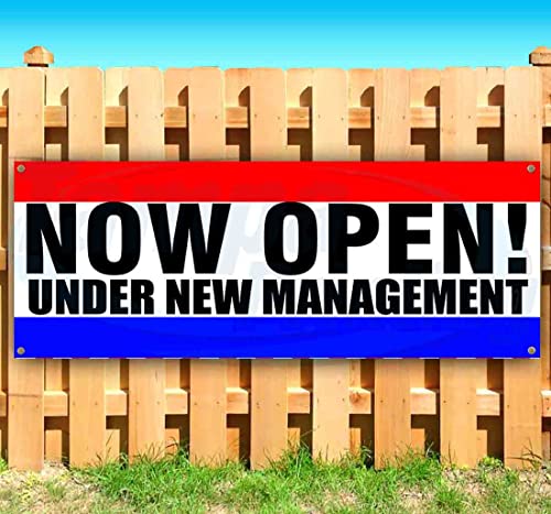 Now Open Under New Management Banner 13 oz | Non-Fabric | Heavy-Duty Vinyl Single-Sided With Metal Grommets