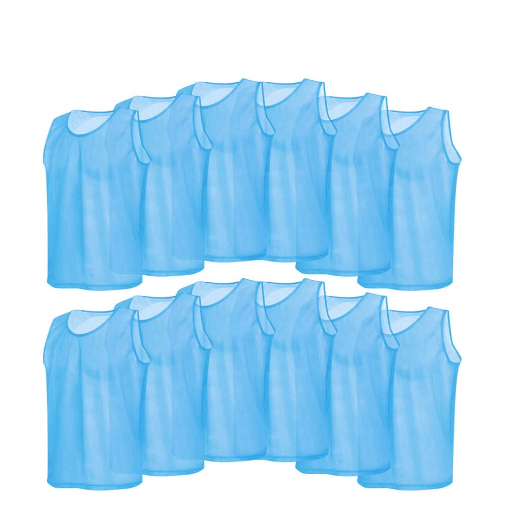 fußball Leibchen Trainingsleibchen, 12er Pack Mesh Scrimmage Trainingswesten Fußballweste Atmungsaktive Erwachsene Trikots Lätzchen für Kinder, Jugendliche und Erwachsene