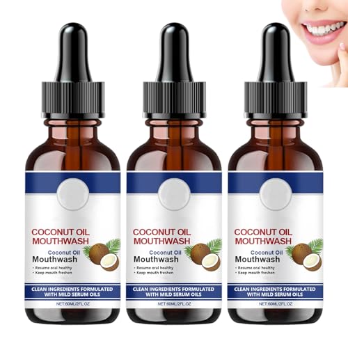Collutorio Coconut Freshen Oil-Pulling, Coconut Oil Pulling per denti, sbiancante, allevia la secchezza delle fauci, pulizia delicata per rinfrescare l'alito, denti sani e puliti mattina e sera (3pcs)