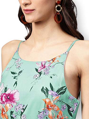 Image of Zima Leto Women's Green Floral Strappy Maxi Dress
