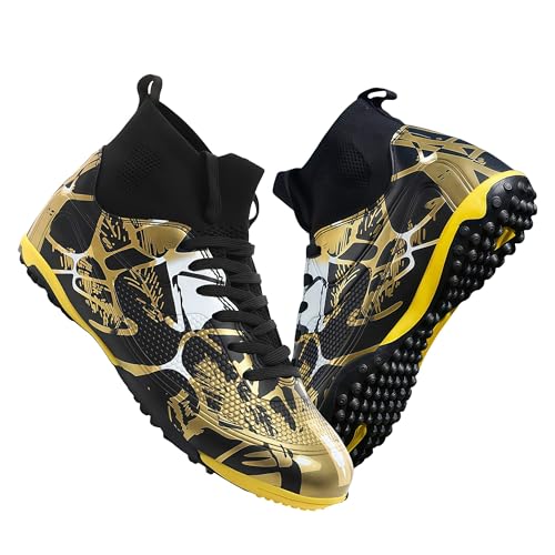 HESBITEUL Indoor Soccer Cleats Men Turf Short Studs Black