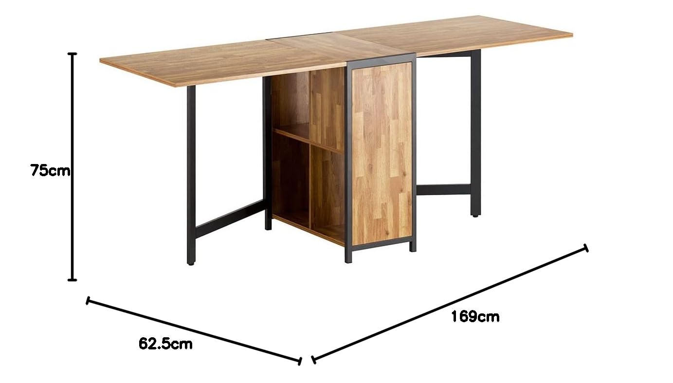 BAKAJI Table Multi-usages Pliable Pliable Extensible Avec Bibliothèque