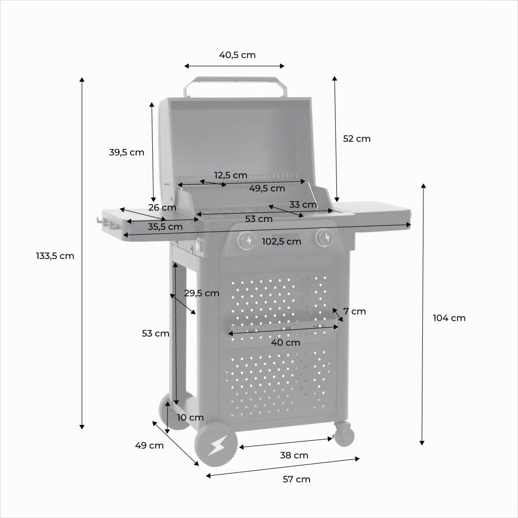 sweeek - Barbecue électrique acier émaillé 2 brûleurs 2300 W. 2 tablettes. thermomètre. écran de contrôle - Voltis