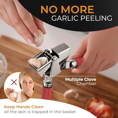 image for ORBLUE Garlic Press Stainless Steel - Premium Professional Grade Garli