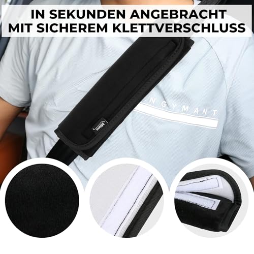 Mitavo Universal Auto Gurtpolster Set, 2 Stück in Schwarz, 25x7 cm Groß - Weiche Sicherheitsgurt Schutzkissen Gürtelkissen Schulterpolster für Komfort & Schutz, Kindersitz, Rucksack und Taschen