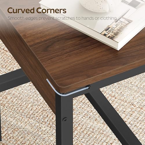 YATINEY Dining Chairs Set of 4, Kitchen Chairs with Metal Frame, Slanted Back, Industrial Dining Chair Set, for Kitchen, Living Room, Dark Walnut and Black CY03L4BH by YATINEY - Used condition - Image 5