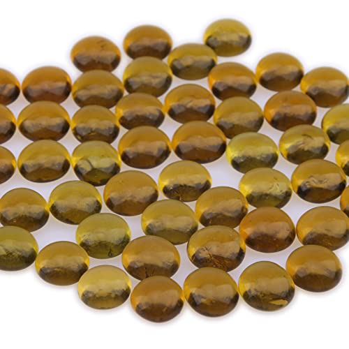 Meschett 50PCS Mini Glass Gems,Yellow Green Mancala Stones Flat Bottom Marble Beads for Home Decorative Art Craft Vase Filler(0.5"~0.7") - Image 3