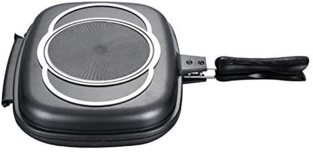 zaizai Sartén Parrilla De Doble Cara, Portátil Duradero para Freír a La Parrilla, Hogar, Cocina, Camping, Aluminio Fundido