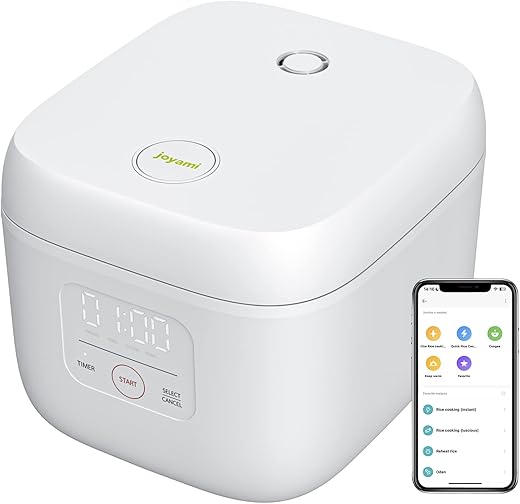 joyami Arrocera Pequeña Rice Cooker Inteligente - Arrocera Electrica 1.6 L 3.5 Tazas Antiadherente Olla 6 Cuencos, XiaoMi Control Mediante App, para 1-3 Personas Mantener el Calor Modo Preseleccionado