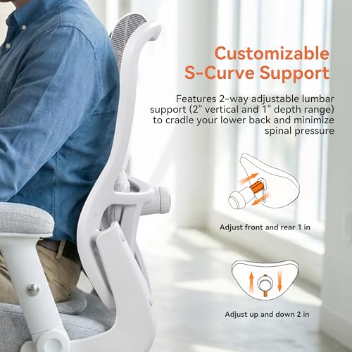 Image of Big and Tall Office Chair 500lbs Heavy Duty Ergonomic Mesh Desk Chair with 23.6 inch Extra Wide Seat, 29.5 inch High Back, Adjustable Lumbar Support Flip-Up Arms for Large Body Types(Light Gray)
