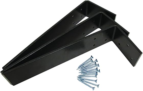 Weha 12 Inch x 2-1/2 Inch x 1/4 Inch L Shaped Counter Top Support Bracket Set of 3 Plus 12 Screws