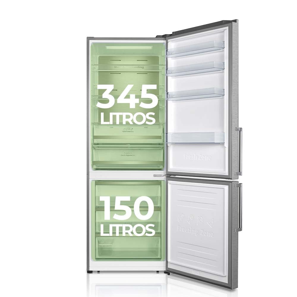 Aspes Frigorífico Combi 2 Puertas Inox AC2700ENFIX. Capacidad 495 Litros, No Frost, Multi AirFlow, Puerta Reversible, Bajo Nivel Sonoro, Eficiencia Energética Clase E