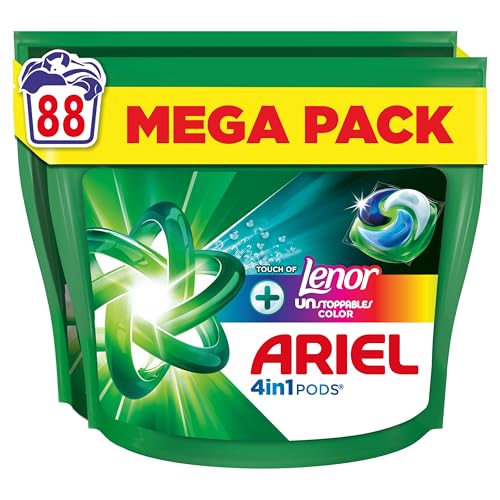 Ariel Pods 4en1, Lessive en Capsules, Avec Une Touche De Lenor Unstoppables, 88 Lavages (44x2), 7 Jours De Fraîcheur Longue Durée, Dissolution Rapide Même à Froid,...