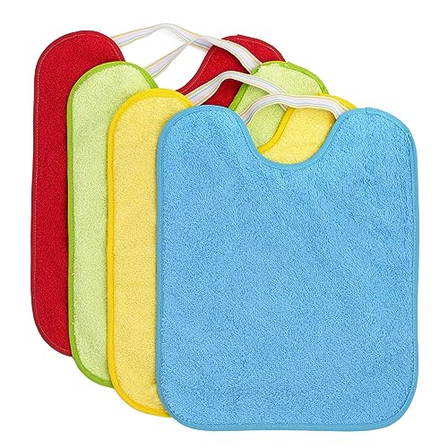 Ti TIN | 4er Pack wasserdichte Baby-Lätzchen mit Gummiverschluss 90% Baumwolle 10% Polyester mit Vinyl-Futter | 4er Pack Lätzchen für Babys ab 1 Jahr, 27x33 cm