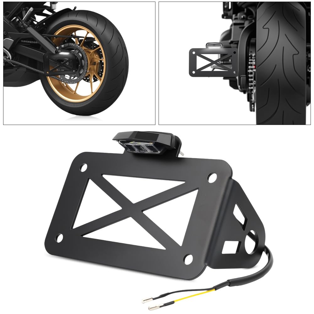 Baceyong Portamatriculas Moto, Soporte de luz de matrícula de Motocicleta Soporte de Licencia de luz Trasera LED en el Lado de la Motocicleta, Adecuado para Motocicletas, Bicicletas Deportivas