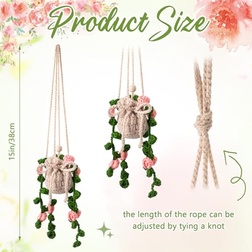 Image of Cute Crochet Plant for Car 12ml Diffuser Bottle,Pink, Green,Flower
