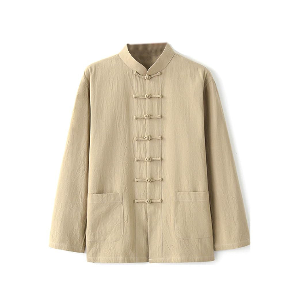 Tenue traditionnelle à manches longues pour homme, uniforme de Kung Fu, chemise en coton et lin, vêtements de Tai Chi à manches longues, vêtements d'arts martiaux chinois, uniforme de méditation zen